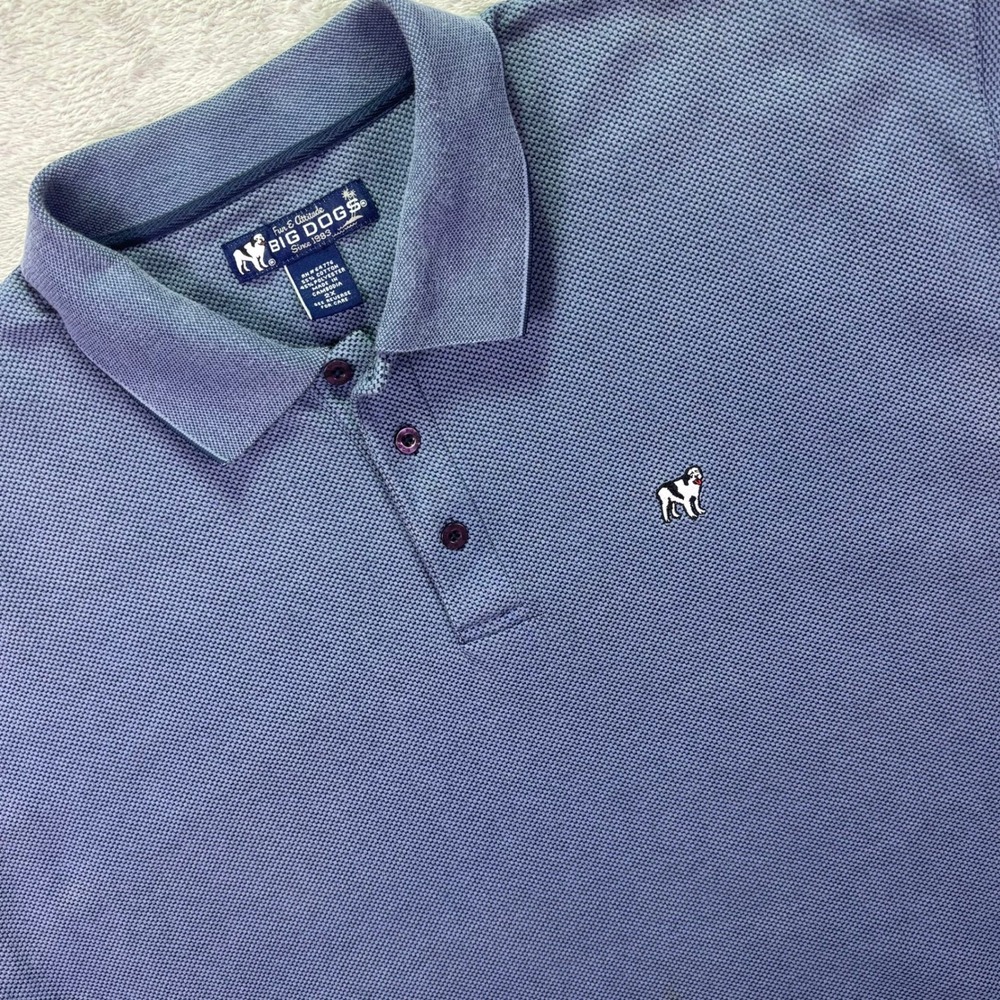 Big‎ Dogs Mens Polo Shirt Sz 2X Blue Embroidered Logo Pique Short Sleeve Casual